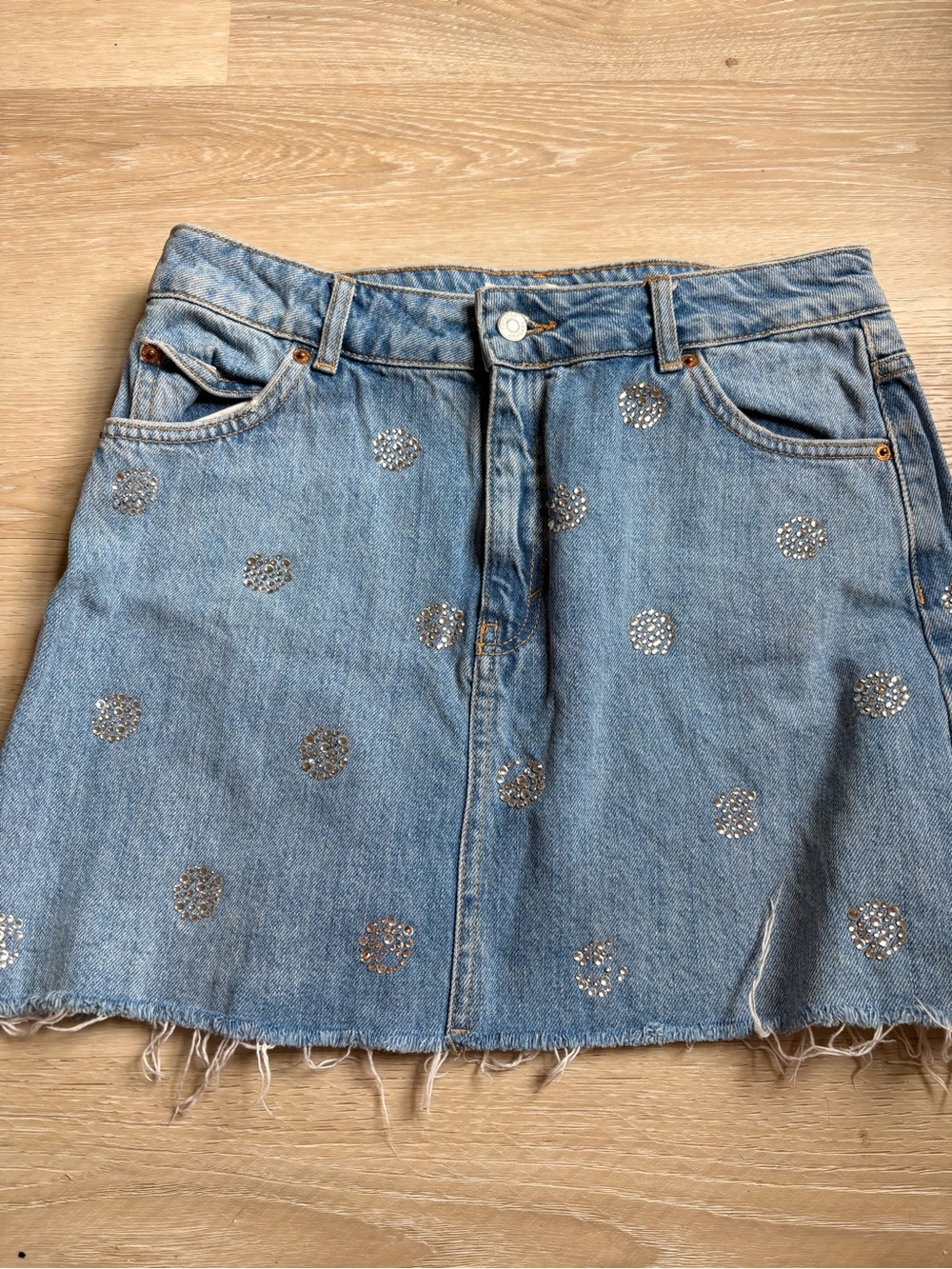 Topshop embellished denim skirt jean 8